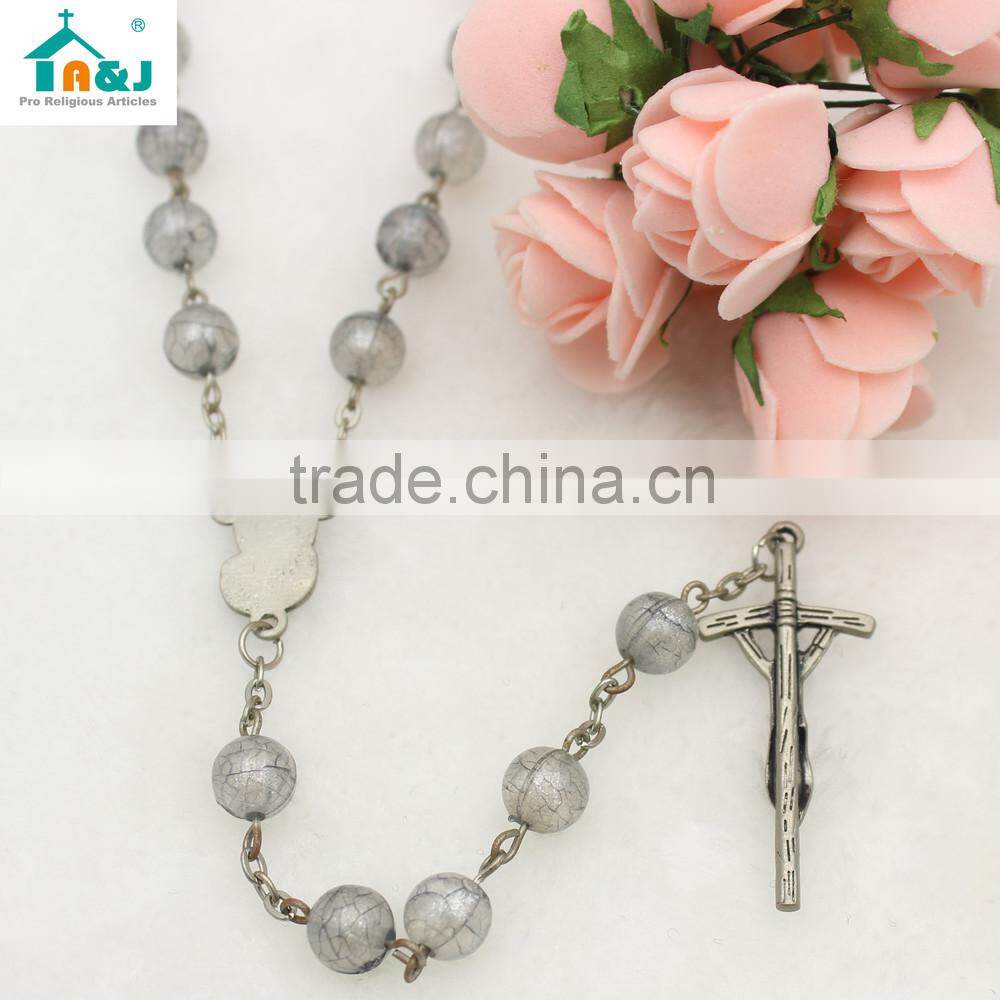 Plastic rosary bead wholesale cross necklace