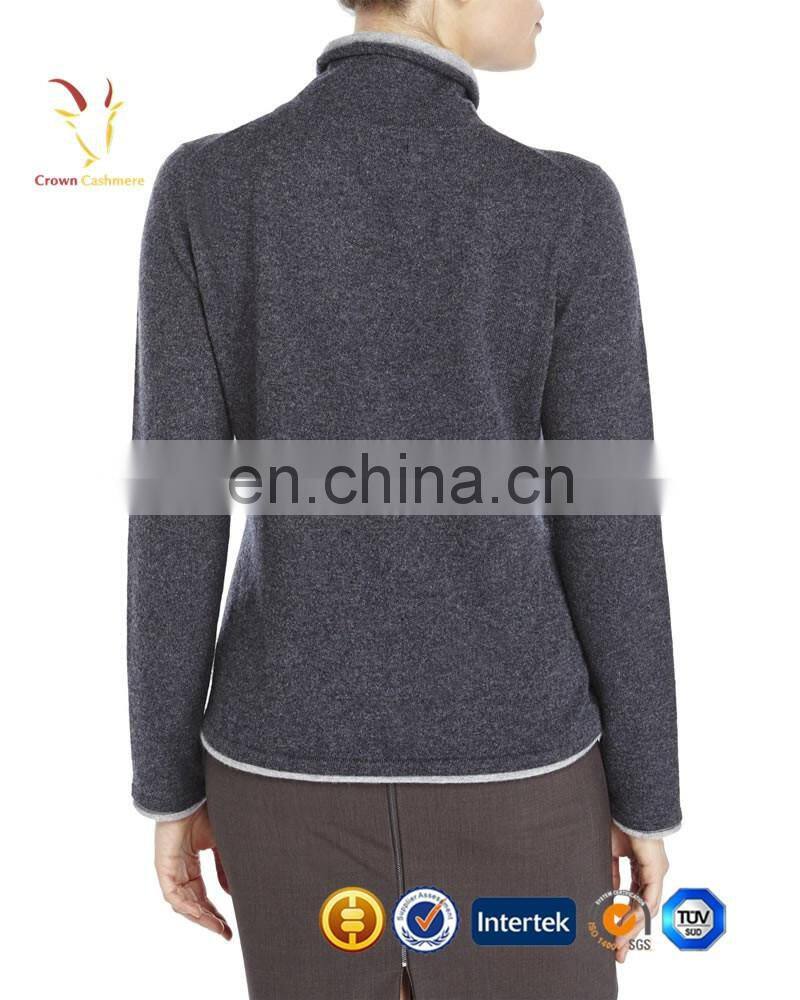 Turn Down Collar Merino Wool Knit Pullover Women's Knitwear