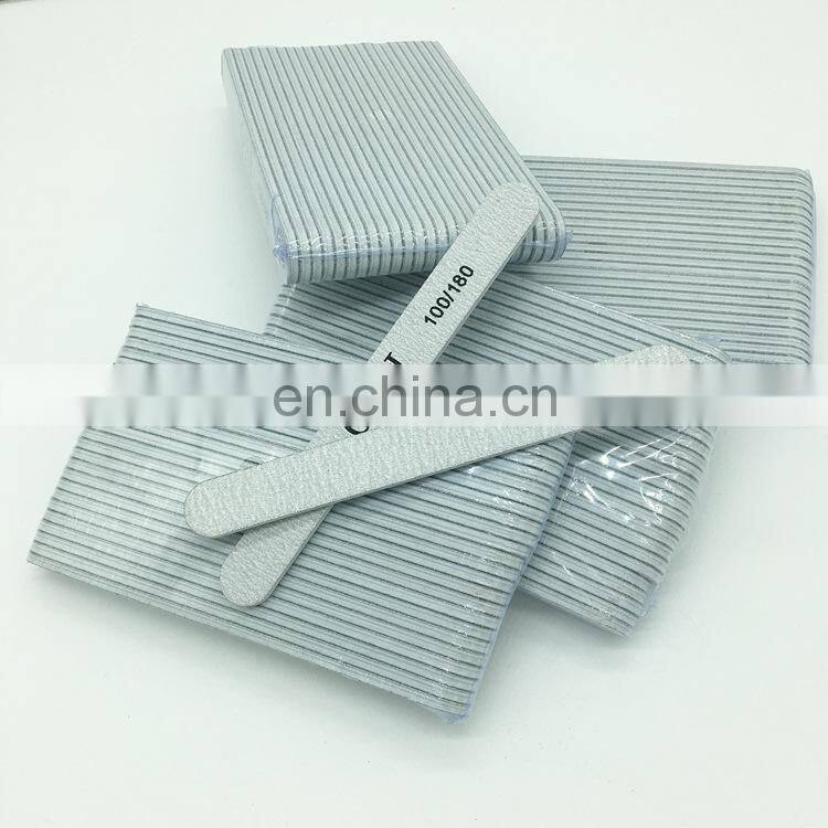 Professional High Quality Nail Files Rectangular Shape Custom Logo 80/80 100/100 100/180 Grit Zebra Double Side Nail File
