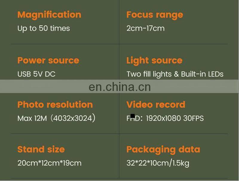 Andonstar AD206S 50X 2MP Industrial Digital Microscope with USB Endoscope Dual-Lens Display 7" Screen