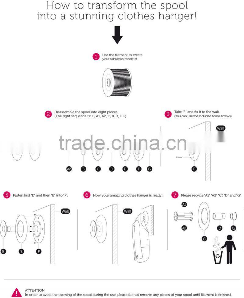 Pla 3d printer material Straw yellow filament with the new spool convertible into a coat hanger. Spool holder included.