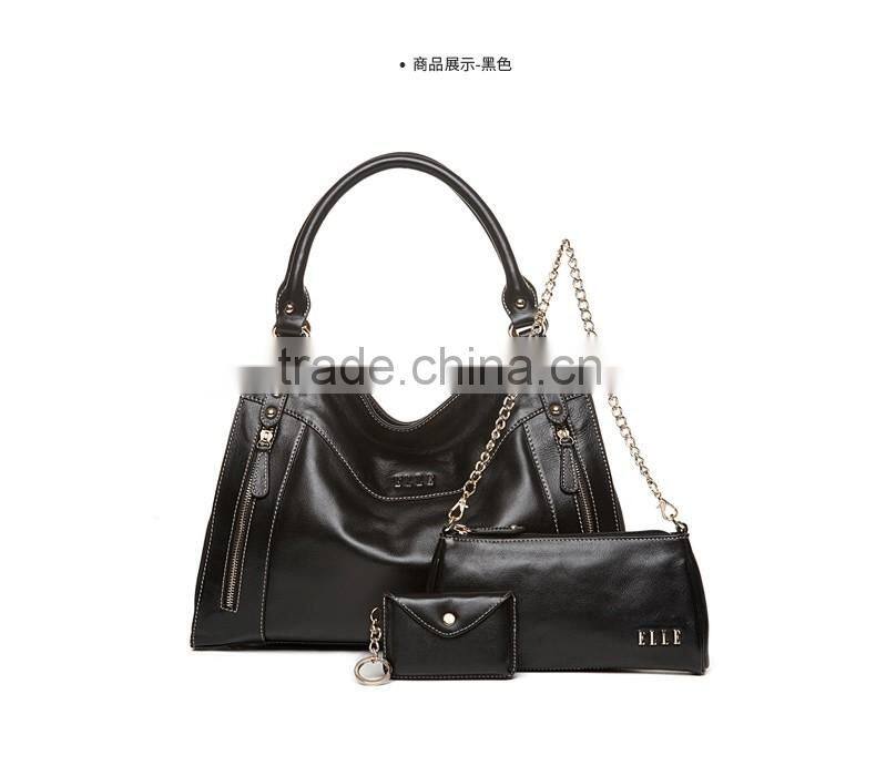New genuine leather women bags 3 set leather bag chain shoulder bag clutch bag