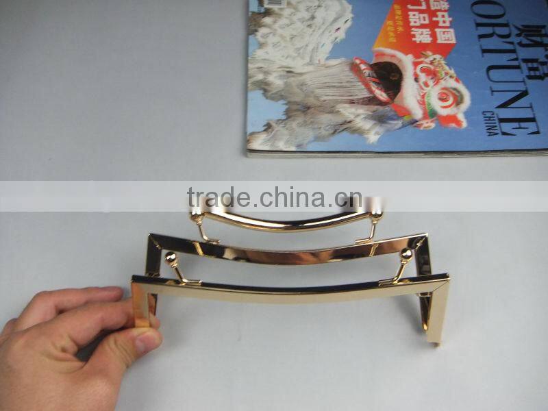 DIY 20.5*8cm Europe style gold kiss lock metal handbag frames with metal handle&clasp loop