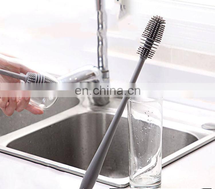 Silicone Cup Brush Cup Scrubber Glass Cleaner Kitchen Cleaning Tool Long Handle Drink Wineglass Bottle Glass Cup Cleaning Brush