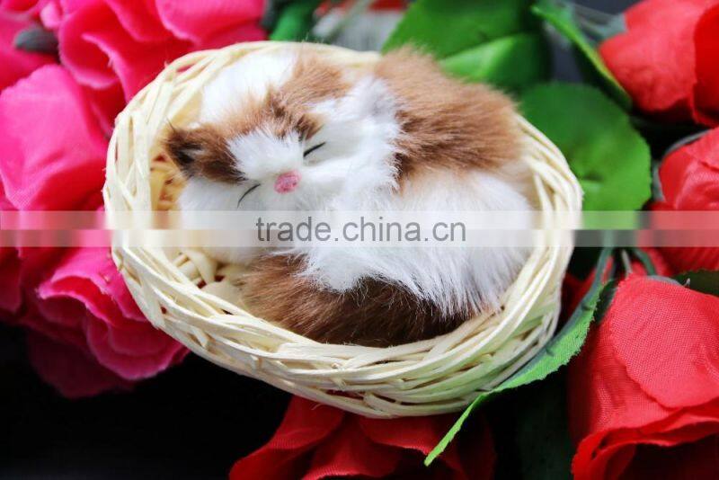 Cute Small Sleeping Plush Toy Cat with Long Fur