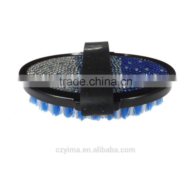 Hot! bling horse body brush with blue gradient pattern/rhinestone