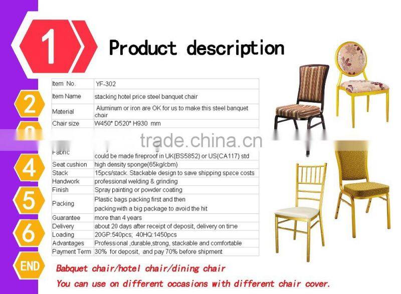 Cheap Stacking hotel restaurant used price steel banquet chair
