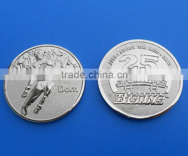 antique silver coin rectangle coin with 3D figure logo