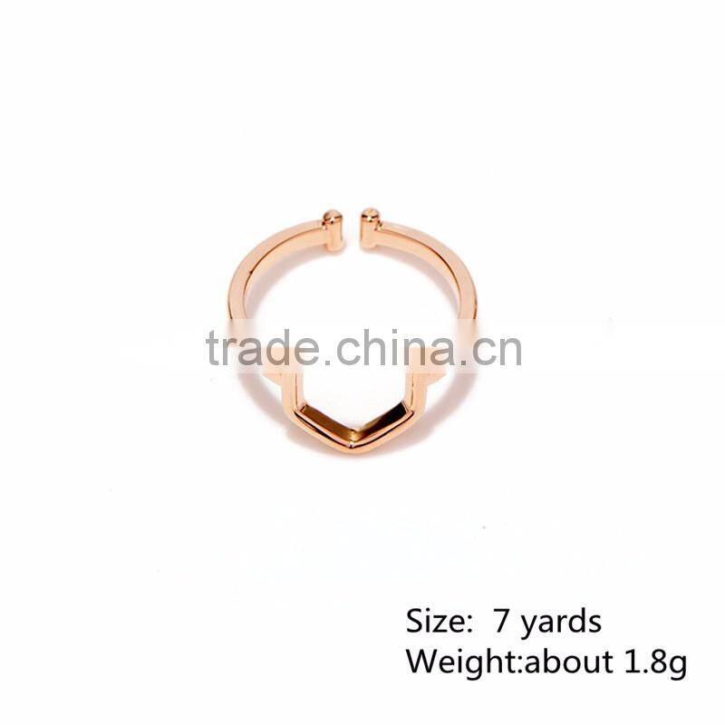 Simple Model Hexagonal Shape Ladies Gold Ring Designs Without Stones 2016