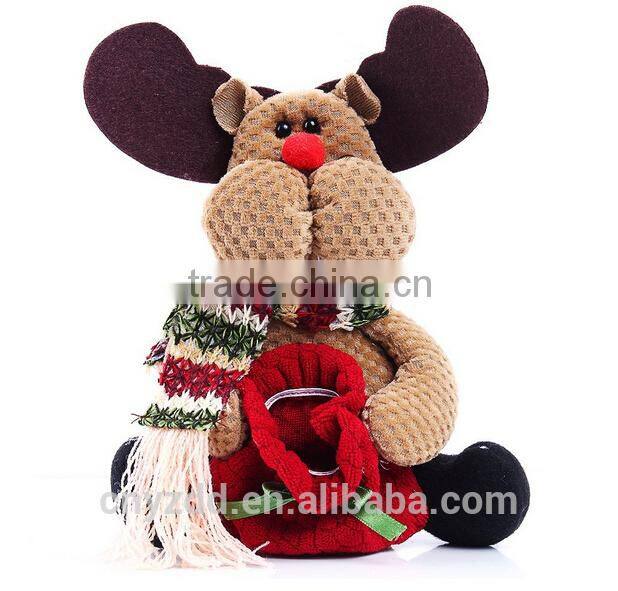 Xmas Retro Santa's Present Gift Bag Pouch /Stuffed Reindeer Bag for Christmas Gifts