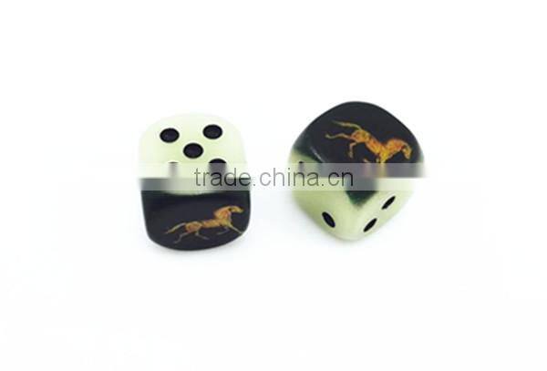 custom fluorescent glowing dice with logo printing