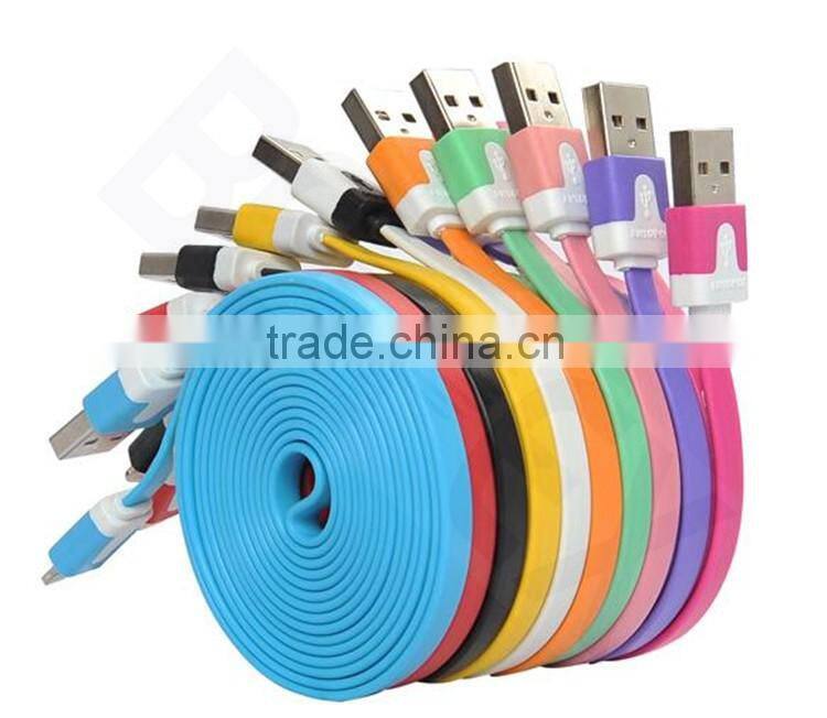 Best Quality Flat Noodle Mobile Micro Phone USB Charger Cable