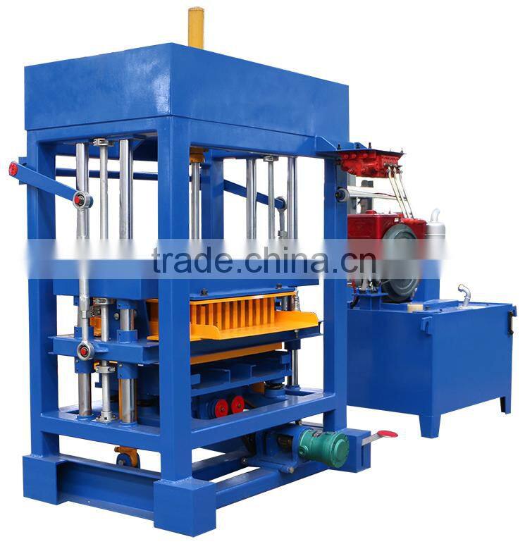 best selling QTF4-28 diesel engine hydraulic pressure manual fly ash hollow concrete block and solid brick block making machine
