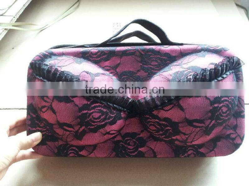 Fancy lace covered EVA bra case