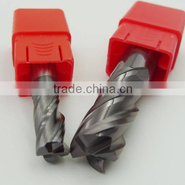 Germany Tungsten Carbide Uncoated Straight Shank Spiral Corner Radius End Mills/CNC Lathe Tool 4Flutes Round End Mill Cutter