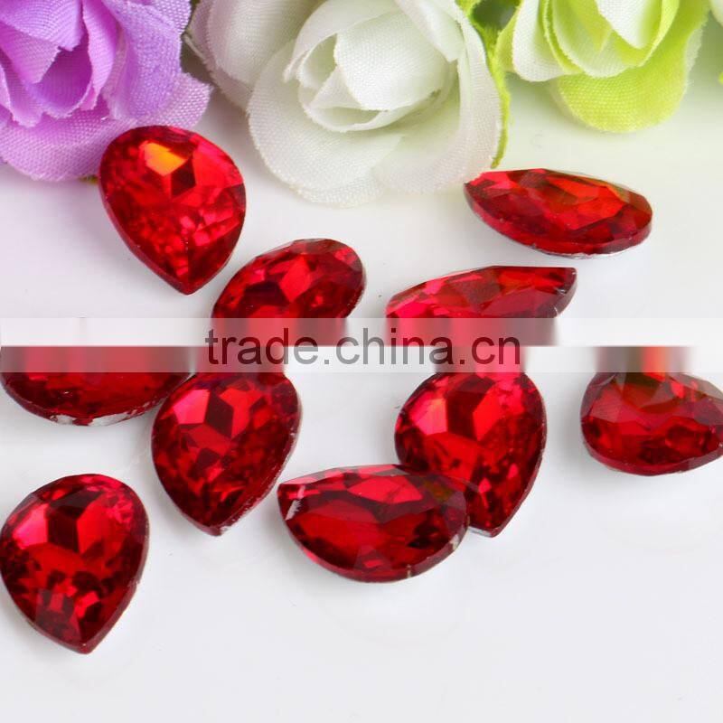 Wire Red Excellent Quality Wholesales Point Back Loose Shapes Teardrop Crystal Glass Beads for Jewelry Decorating Cheap