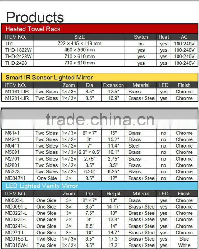 hot sell brass double arm high class hotel shaving swivel mirror