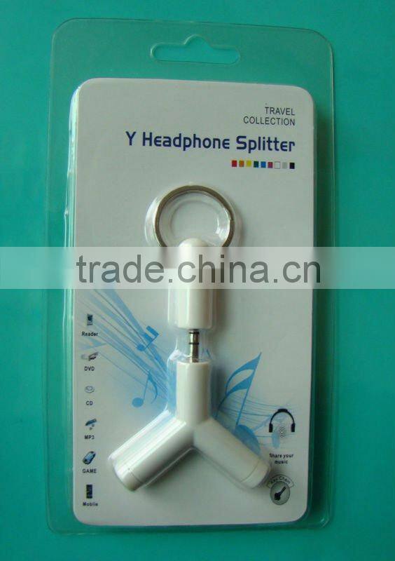 Hot selling headphone splitter, 2 way headphone splitter, 3.5mm headphone jack splitter for mobile phone