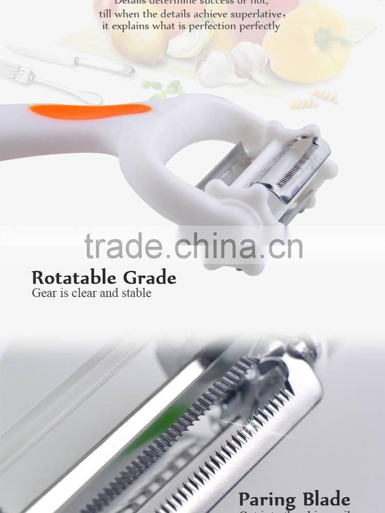 2016 as seen on TV kitchen gadgets 3 in 1 blades rotary manual multifunctional potato vegetable slicer peeler