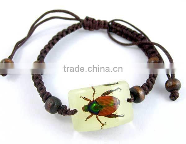 New Trendy India Style Wax String Bracelet with Resin Animal Charm