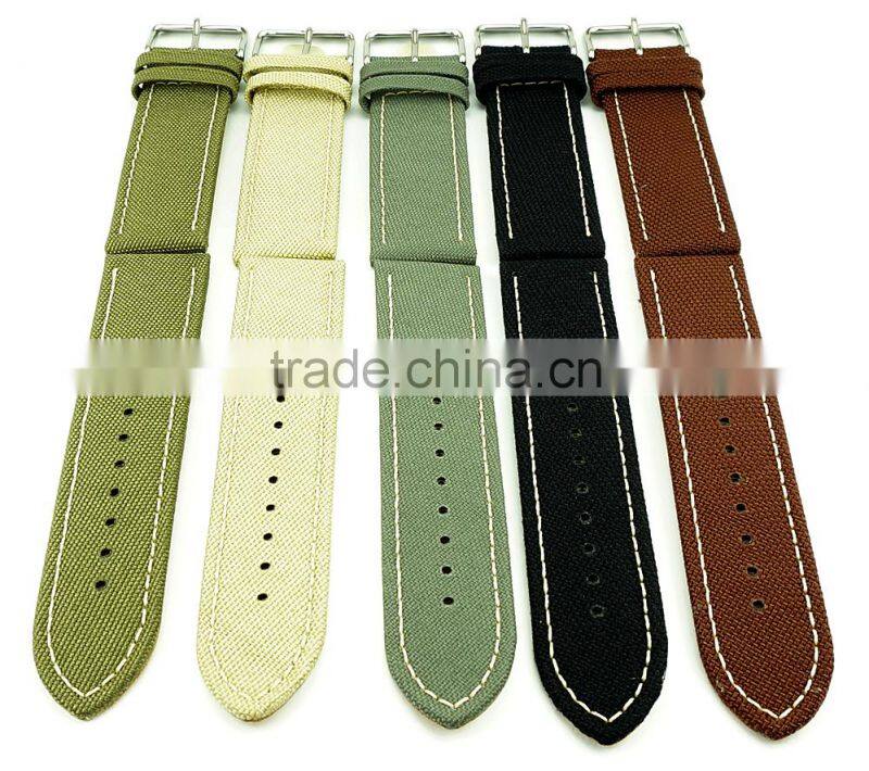 Supreme Grade Genuine Leather Lining Canvas Watch Straps