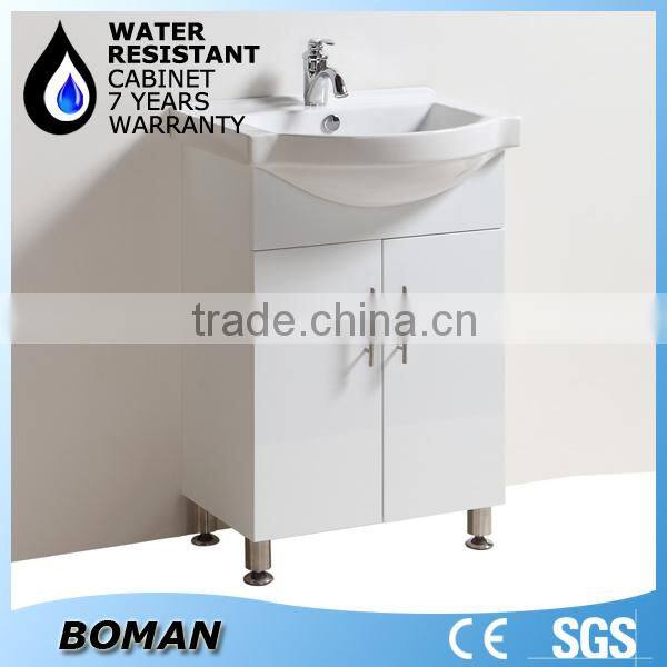 2015 Hangzhou Factory New Design 750mm Floor Standing White Painted Bathroom Wash Cabinet With legs