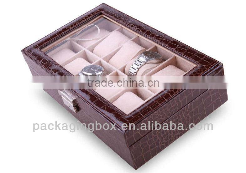 Wooden watch box set with leather cover
