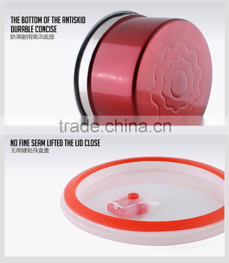 colored stainless steel Vacuum kitchen Fresh food storage containers set 2015