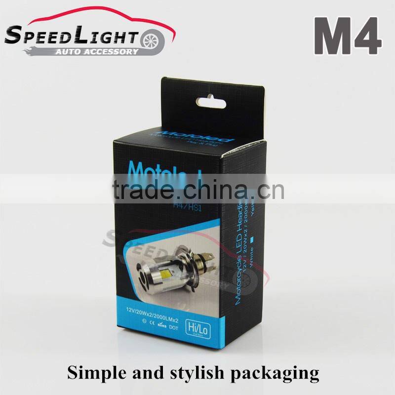 Upgrade 12V 20W 2000LM LED Motorcycle H4 2016 Hi Low Beam with Cooling fan