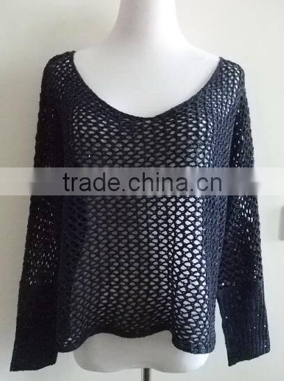 beads yarn knitted Clothing Pullover whole hollow out blouse Sweater