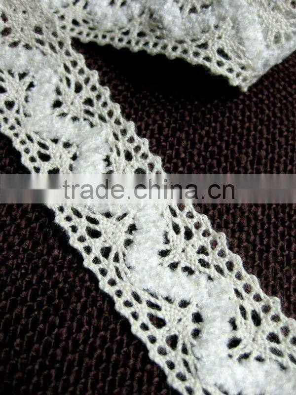 2.7cm Crochet Cotton Lace with lint for packing band wave design