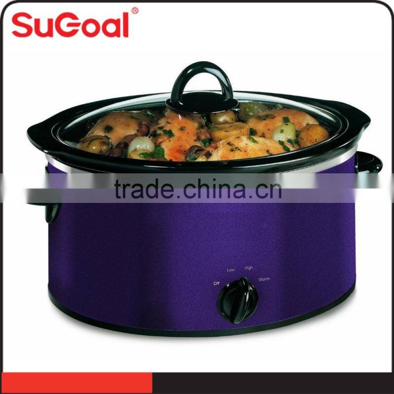 Purple SS outer boday ceramic inner pot slow cooker