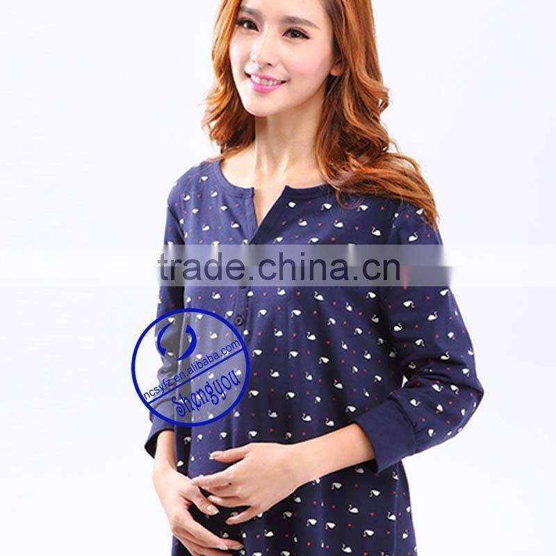 wholesale custom design full printed maternity clothes, women maternity clothing top, high quality breastfeeding top