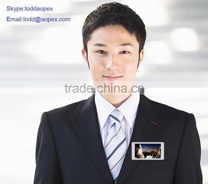 Wearable Video Name Tag W/ Lanyard Video Badge Video Photo Player VNT-1000B 9-11hrs Display 4GB Memory 3'' Screen