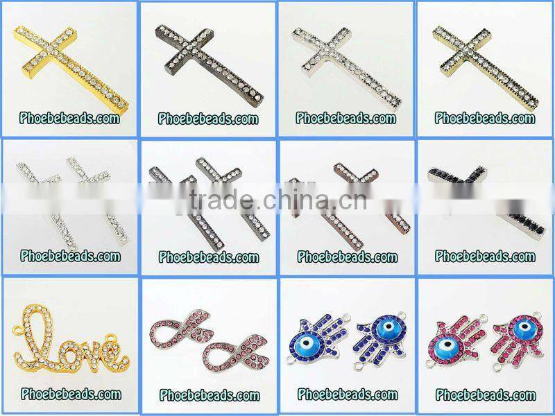 Cross Bracelets Wholesale Gold Plated Sideways Pave Crystal Agate Beaded Stretch Honesty Jewelry PHB-001