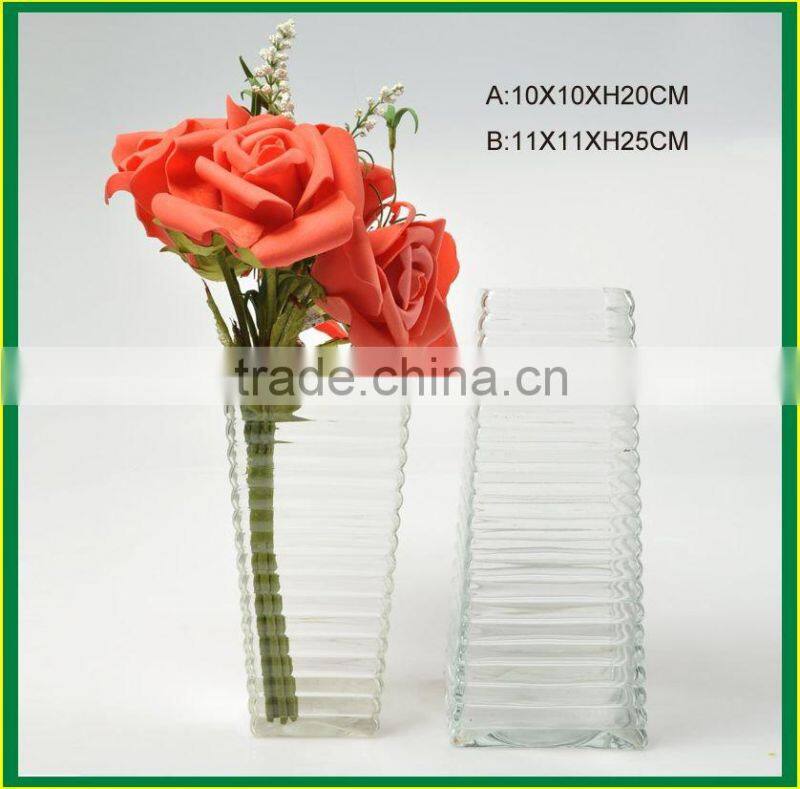 square purple glass vase for flower