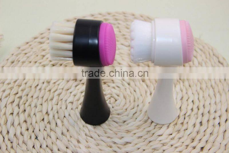 Newly skin care two sides silica gel add bristles face brush massage for women&men