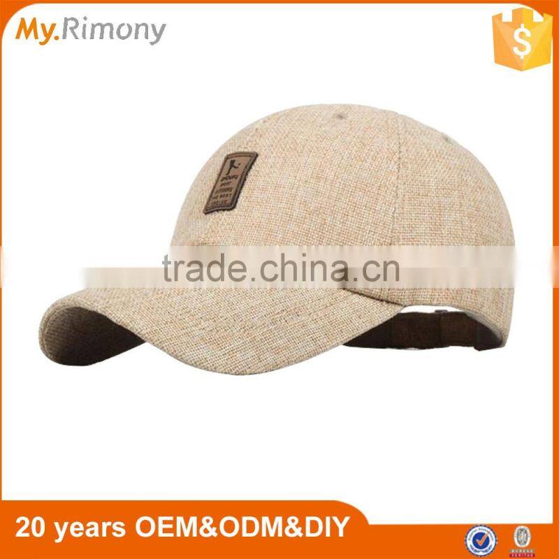 Hot Sale Linen Breathable Unisex Baseball Cap Hat