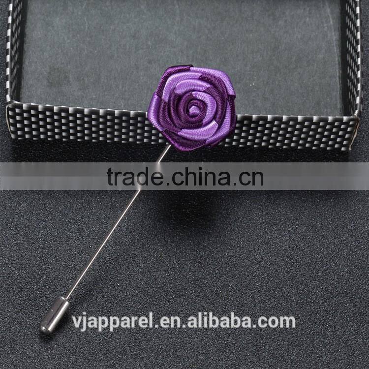 Men Rose Flower Lapel Stick Handmade Boutonniere Pin for Suit