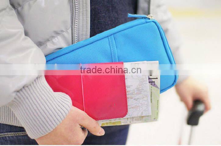 Blue Nylon Travel Organizer Passport Document Holder Card Holder