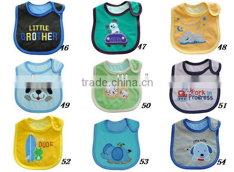 waterproof 3D printed & embroidery applique baby bib cotton jersey soft bib made in china