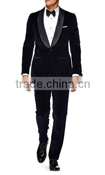 Custom Made Wedding dress Navy Wool Tuxedo with Single-Button