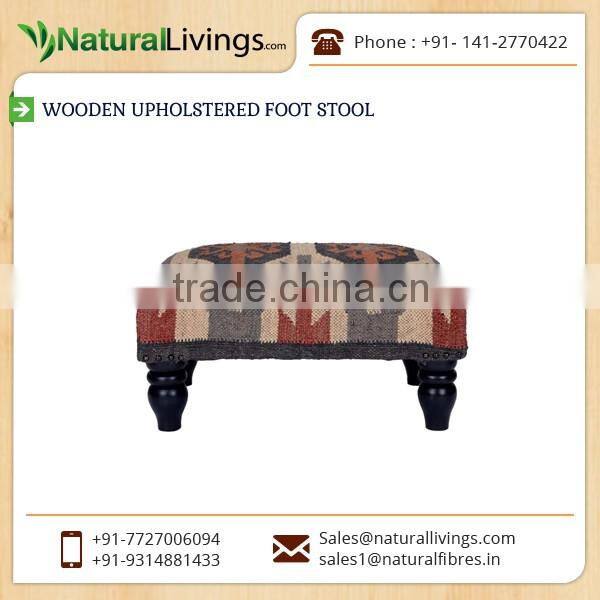 Small Designer Design Best Quality Wooden Stool/Ottoman for Bulk Sale