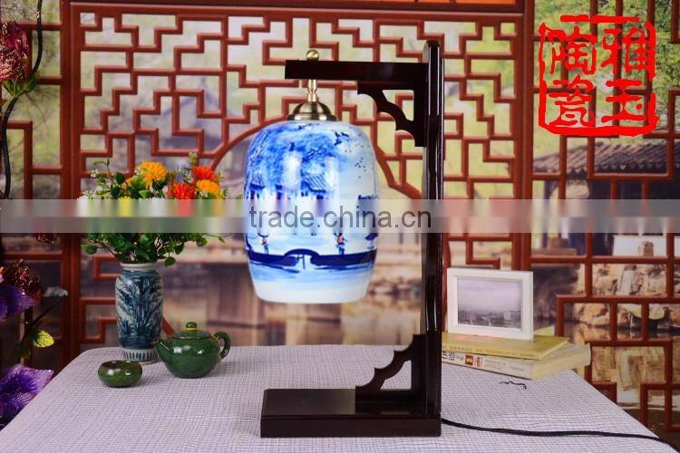 ceramic handpainted antique wooden table lamp for hotel