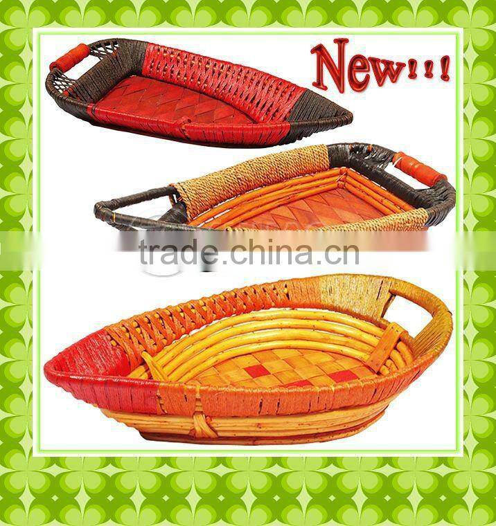 Hot sell and cheapest hand-weaven red wicker Christmas gift basket with handle