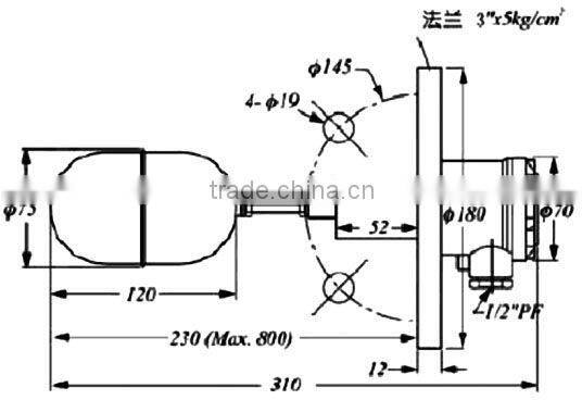Side mounted water level sensor