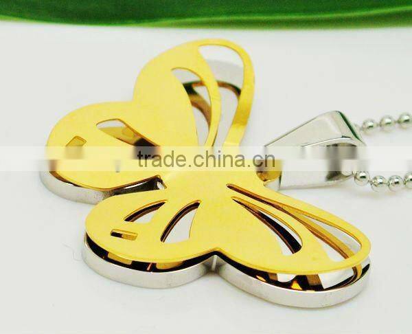Wholesale manufacture latest new design 14k gold butterfly pendant