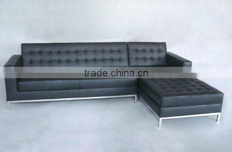 modern design leather florence knoll style corner sofa with chaise lounge