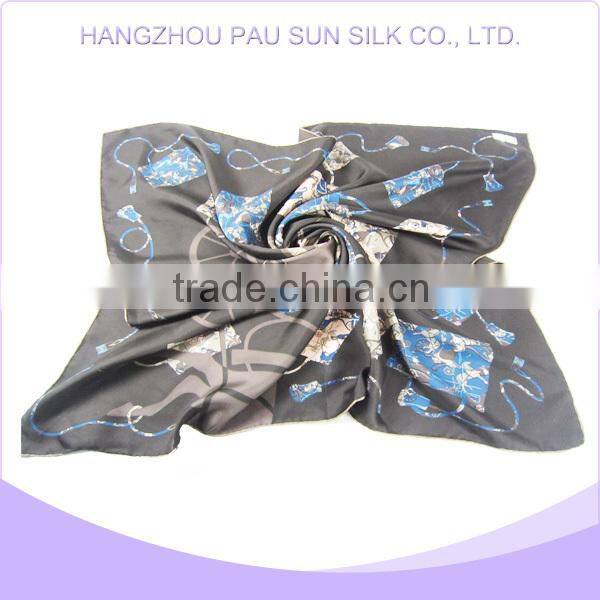 Square fashion flowers 100% silk printed scarf