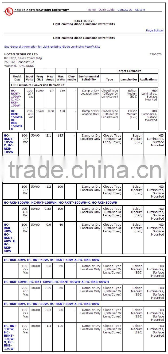 NEW Retrofits!!! 240w high bay/gas station/canopy/warehouse/shoebox lighting led retrofit kit